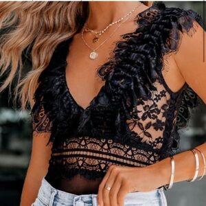 Skylar Rose Black lace bodysuit Size Small New with tag